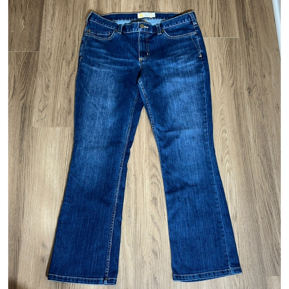 Carhartt Rugged Flex Layton Size 12 Short Slim Fit Bootcut Jeans Dark Wash